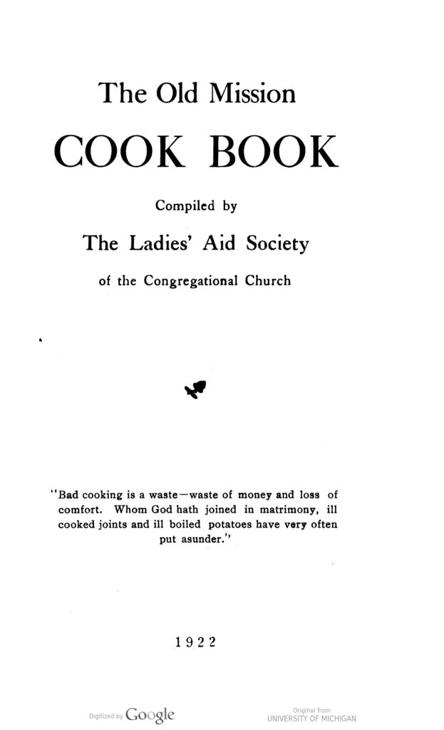 The archive includes materials from Michigan, like this cookbook from Old Mission
