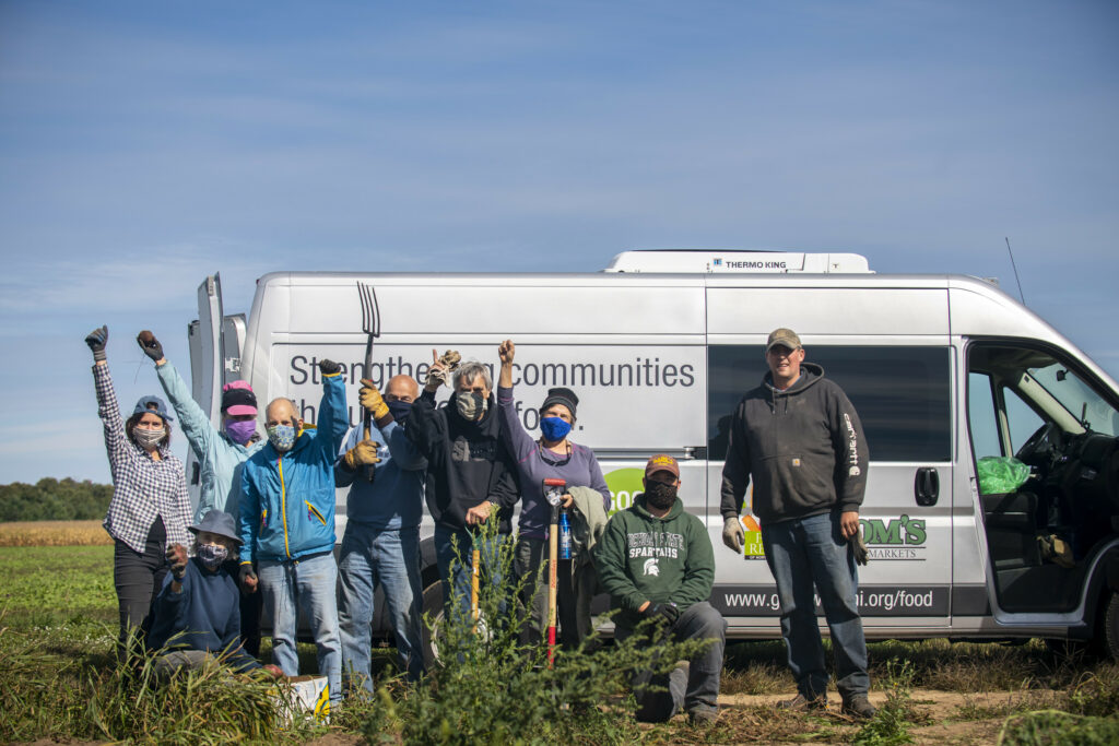 A crew of Food Rescue volunteers at a gleaning event